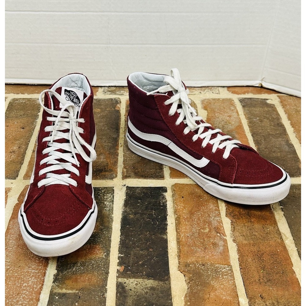 Vans Sk8-Hi Women's 9.5 Burgundy High Top Sneakers Athletic Skateboard Shoes